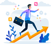 man running up graph