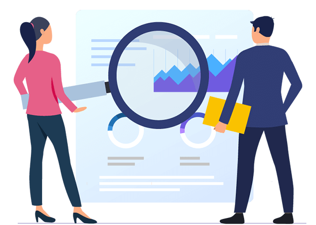 marketing image with magnifying glass